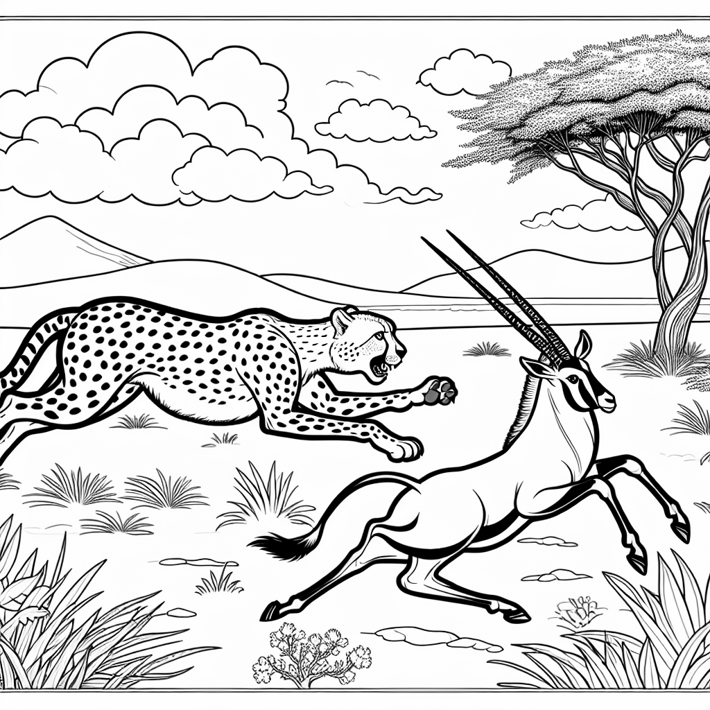 Cheetah chasing a oryx