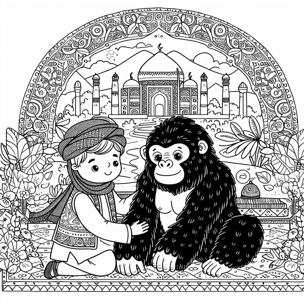 A boy with a pet gorilla