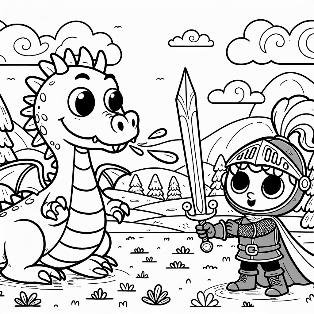 A Dragon and Knight Dueling