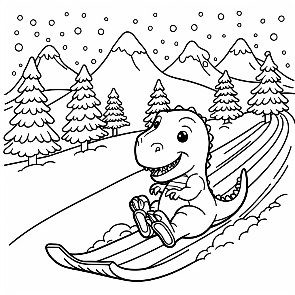 A T-Rex Sledding Down a Hill