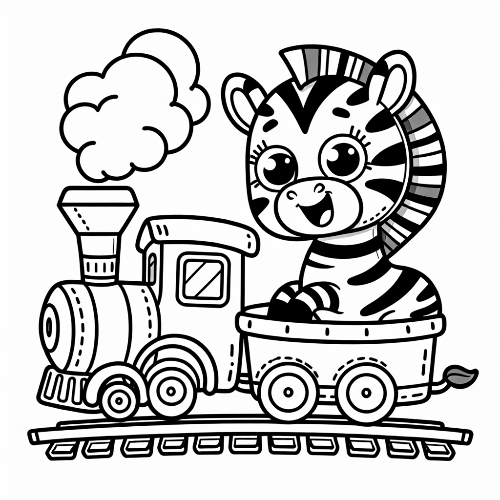 A small zebra riding a train