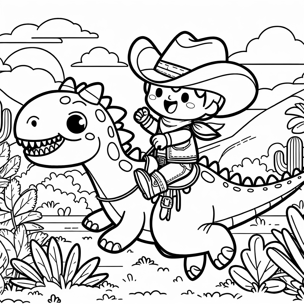 Cowboy riding dinosaur