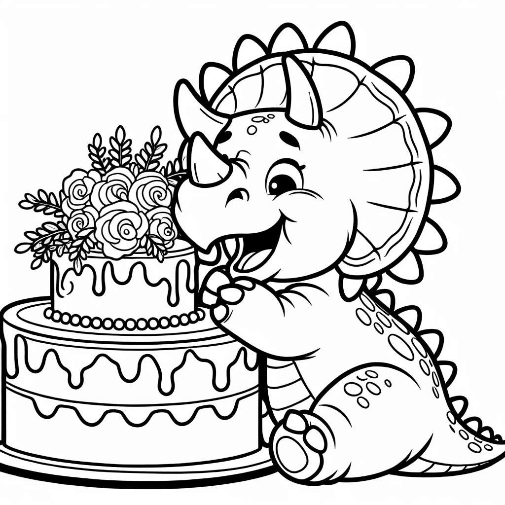 Triceratops eating a cake