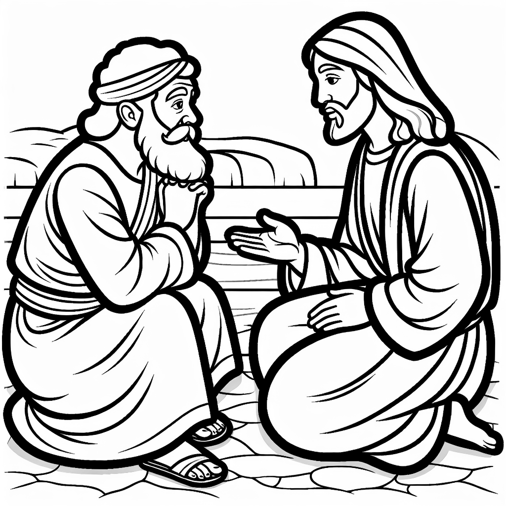 Elderly man talking to Jesus