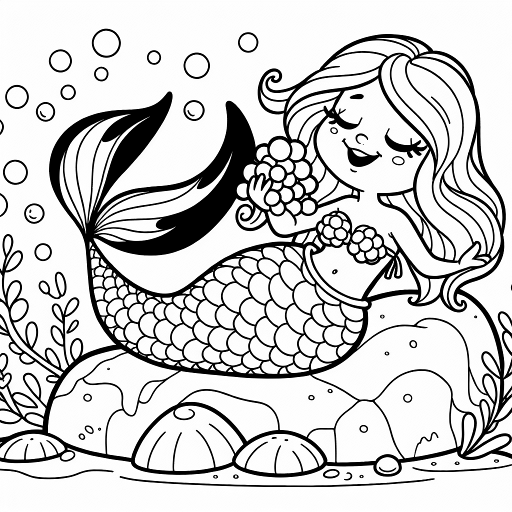 Mermaid eating grapes