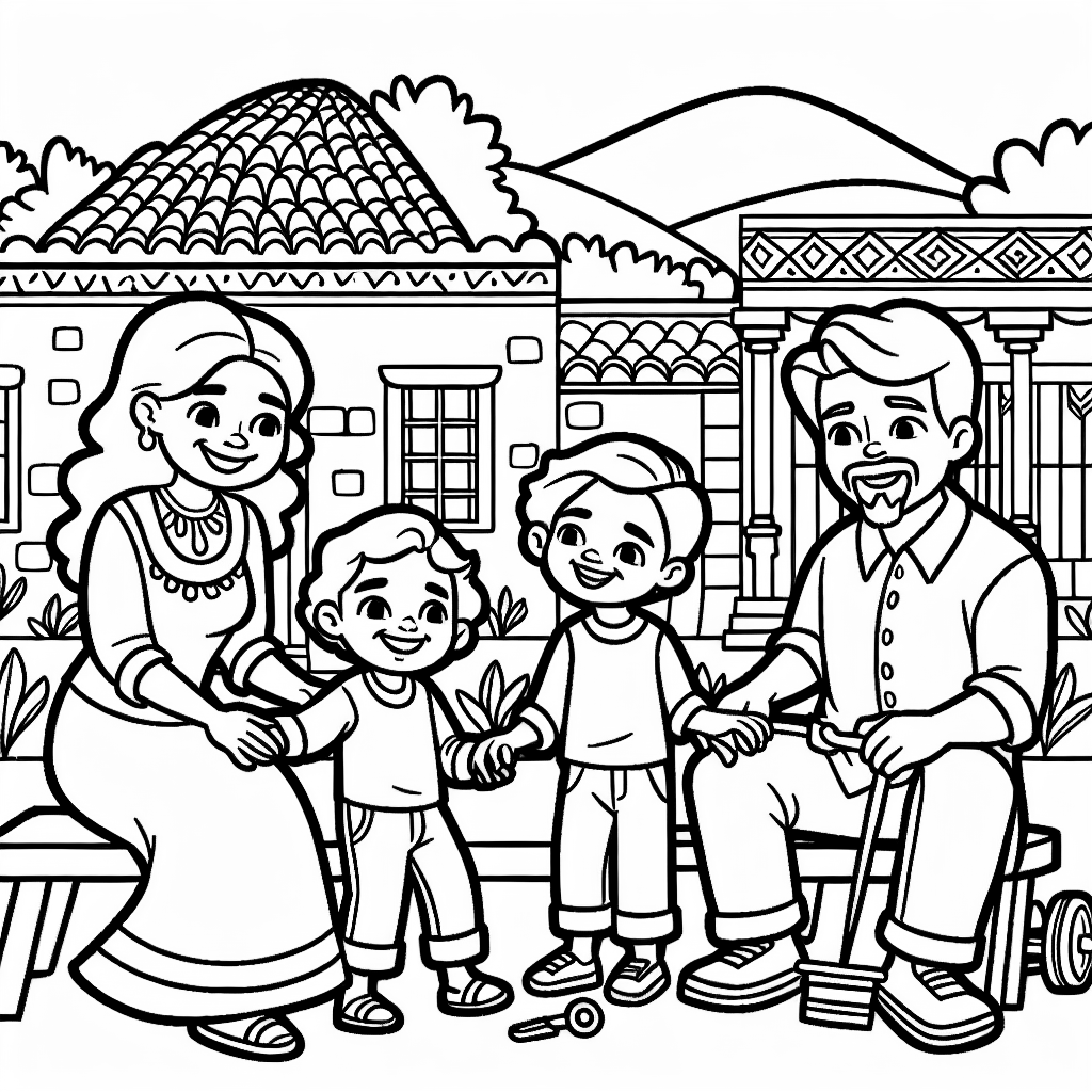 Family of 4 with 2 boys in mexico