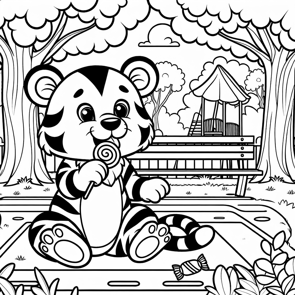 Tiger eating candy at the park